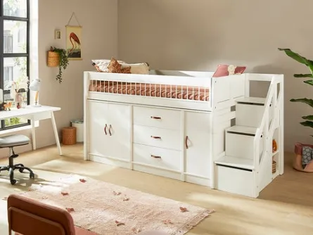 Cameretta a soppalco Semi-high bed All-in-one Lifetime di Kidsroom